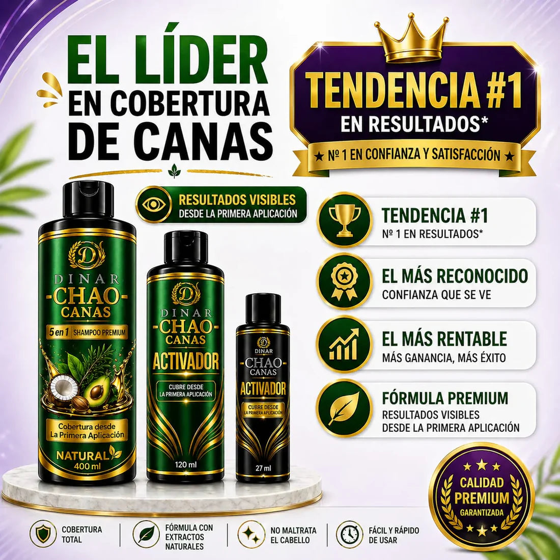 CHAO CANAS 5 EN 1, CON ROMERO Y AGUACATE, PAGA 1 Y LLEVA 3 PRODUCTOS; CHAMPÚ, TRATAMIENTO Y ACTIVADOR🎁