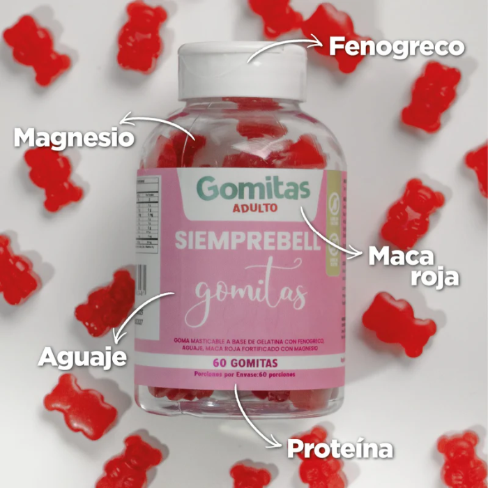 GOMITAS SIEMPREBELL X60 - AUMENTA GLÚTEOS Y BUSTOS - INVIMA