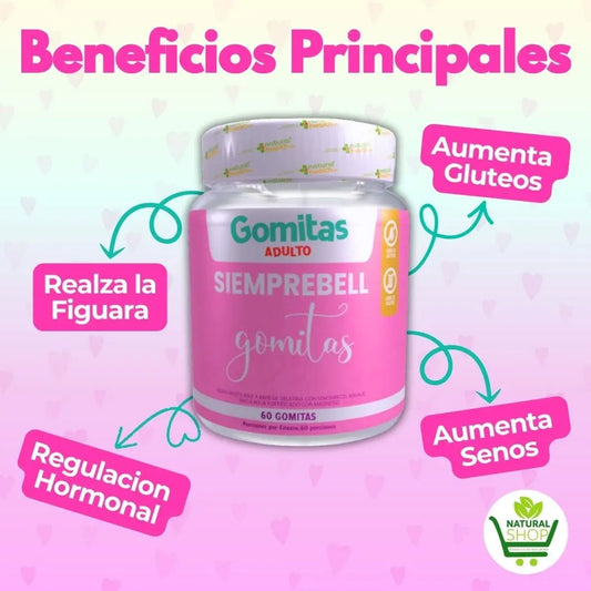 GOMITAS SIEMPREBELL X60 - AUMENTA GLÚTEOS Y BUSTOS - INVIMA