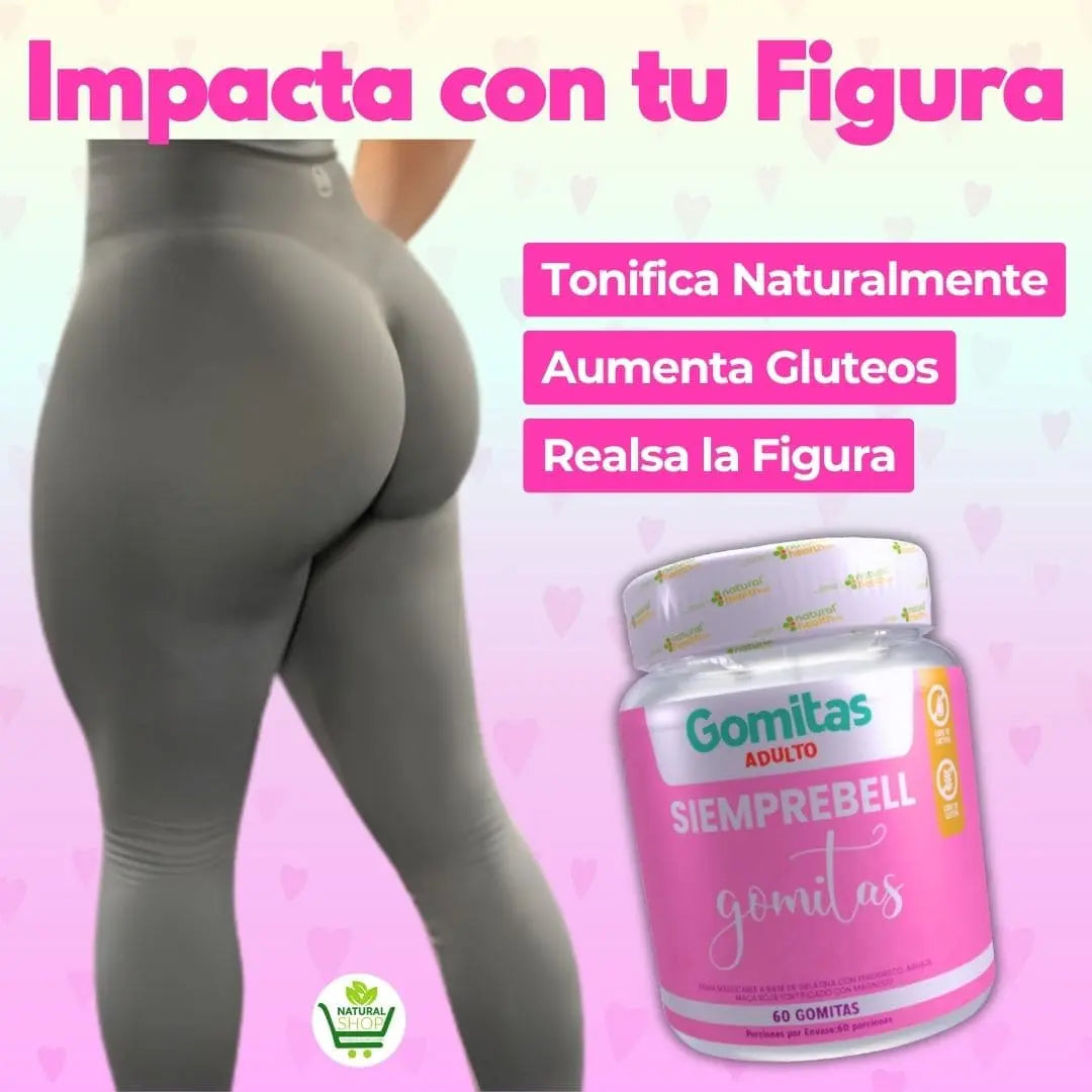 GOMITAS SIEMPREBELL X60 - AUMENTA GLÚTEOS Y BUSTOS - INVIMA