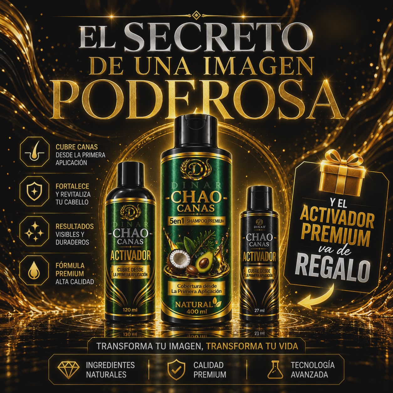 CHAO CANAS 5 EN 1, CON ROMERO Y AGUACATE, PAGA 1 Y LLEVA 3 PRODUCTOS; CHAMPÚ, TRATAMIENTO Y ACTIVADOR🎁