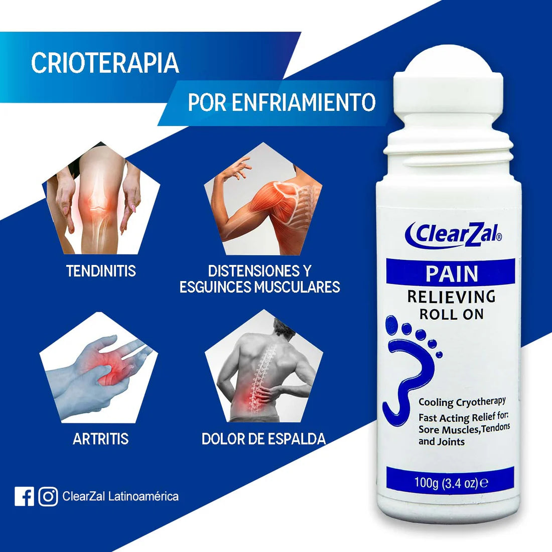 CLEARZAL GEL- ALIVIA DOLORES MUSCULARES AL INSTANTE - IMPORTADO